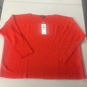 Eileen Fisher Bright Red Crew Neck Sweater Large
